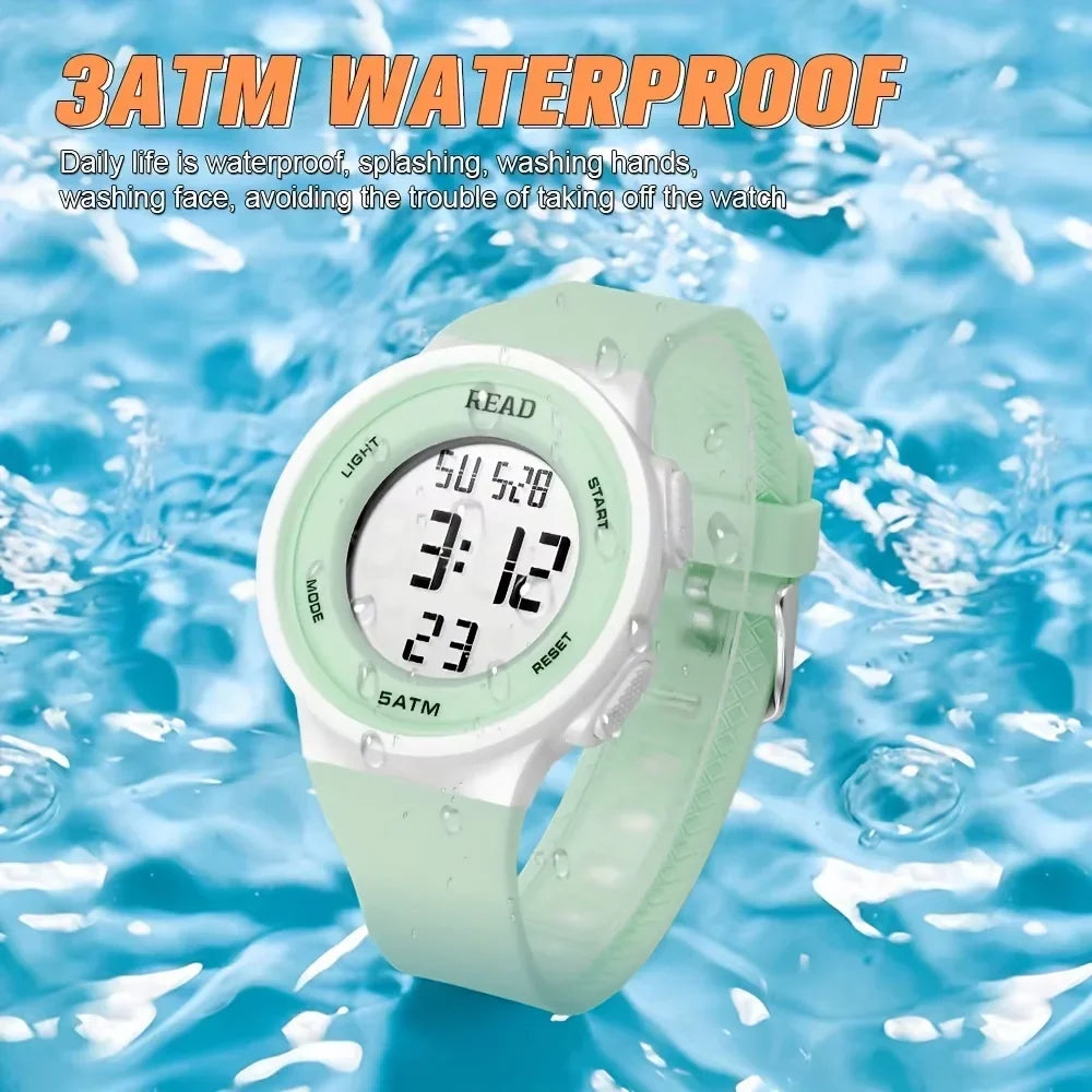 Women's LED Digital Watch, Waterproof Sport Watch with Silicone Band