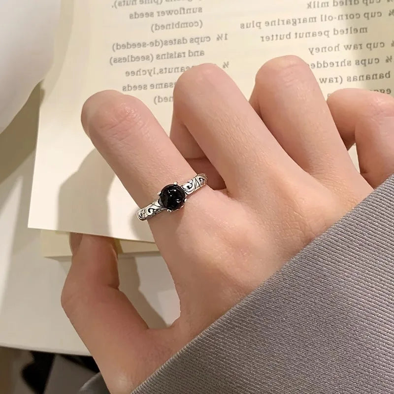925 Sterling Silver Round Crystal Irregular Adjustable Rings For Women Vintage Jewelry Wholesale Wholesale Jewellery Moneys 925