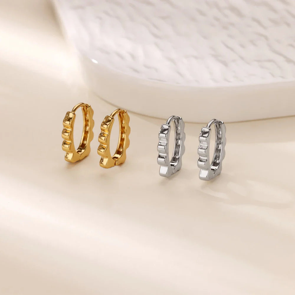 Cute Geometric Hoop Earrings for Women Stainless Steel Gold Color Cross Infinity Earrings 2025 Trend Piercing Wedding Jewelry
