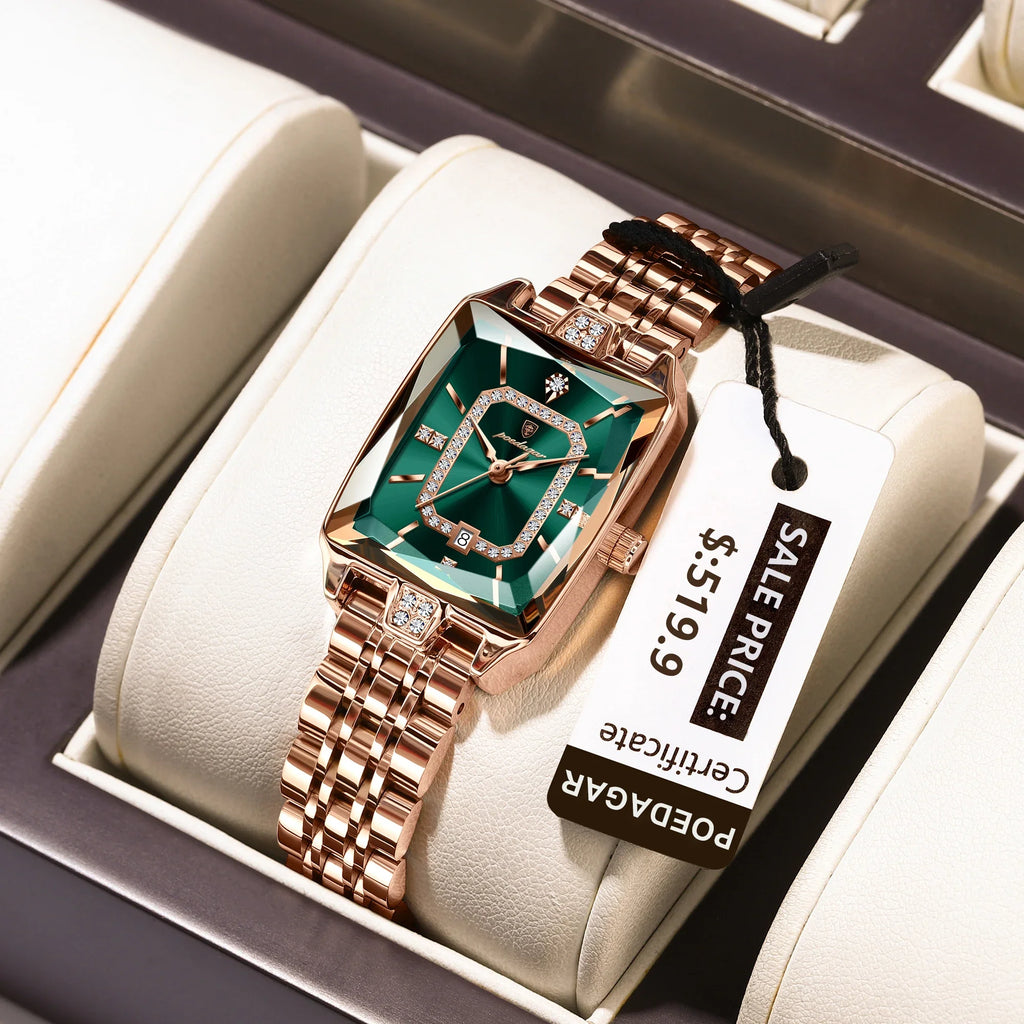 POEDAGAR Luxury Watch For Woman Waterproof Calendar High Quality Ladies Watch Stainless Steel Quartz Women's Watches Elegant+Box