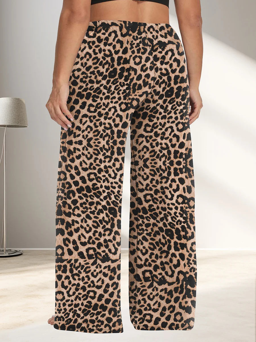 Wide Leg Lounge Trousers with Drawstring Waist and Pockets - Image 29