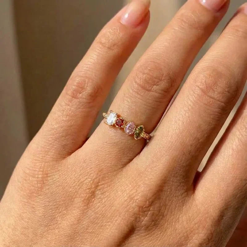 925 Sterling Silve Cubic Zirconia Women Rings for Wedding Party Luxury Gold Color Bright Female Rings Party Trendy Fine Jewelry