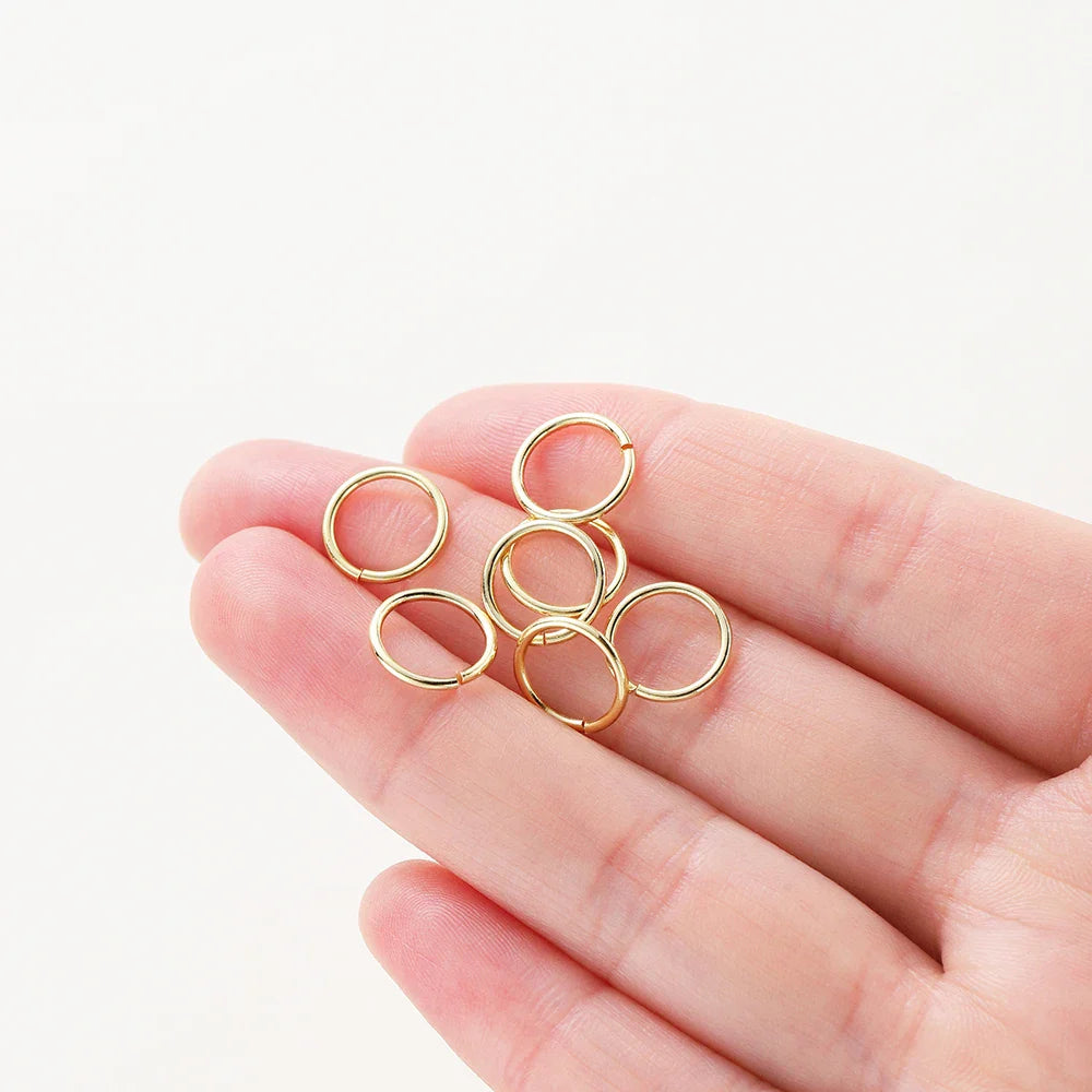 50-200/lot 14K 18K Gold Necklace Open Single Jump Ring Lobster Clasp Connector Split Ring Fitting DIY Jewelry Making Accessories