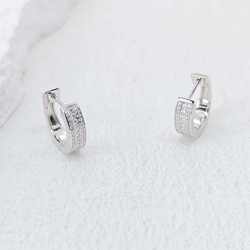 NeeTim Hoops s925 Sterling Silver Full Real Moissanite Earrings Women Sparkling Dimoand Earring Jewelry Gift Certificate