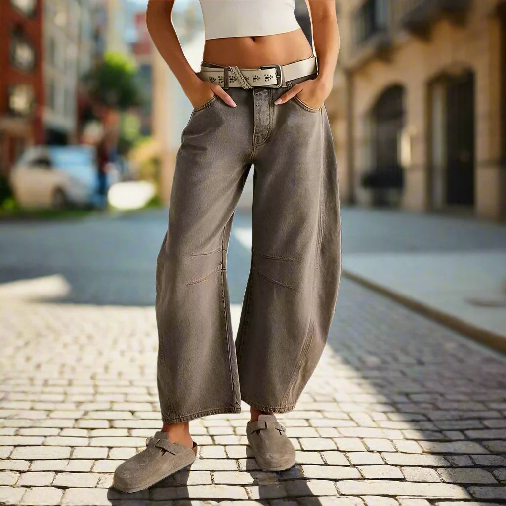 Women’s Mid Rise Wide Leg Baggy Jeans Relaxed Fit Denim - Image 8