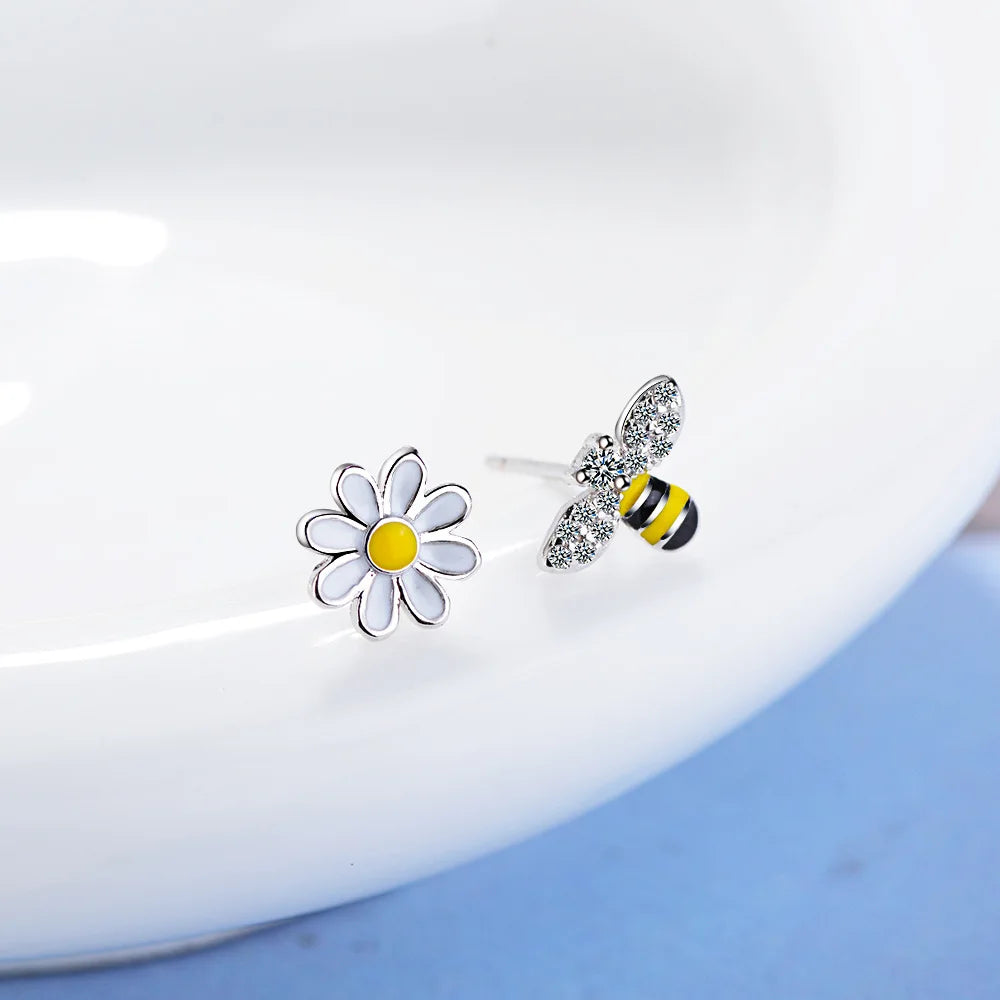 925 Sterling Silver Flower Bee Stud Earrings For Women Wedding Party Luxury  Jewelry Accessories Wholesale Money 925
