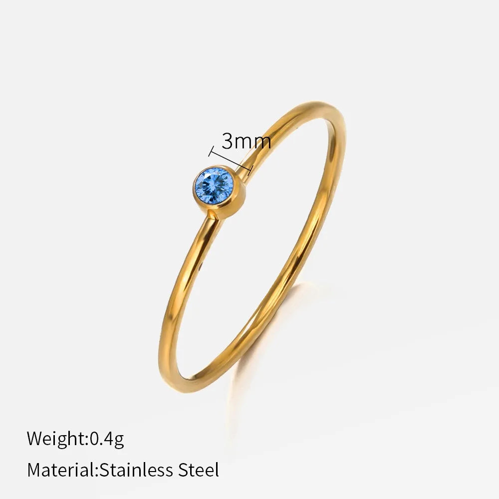 14k Gold Plated Stainless Steel Birthstone Ring