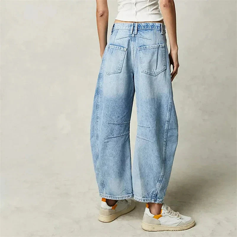 Women’s Mid Rise Wide Leg Baggy Jeans Relaxed Fit Denim - Image 6