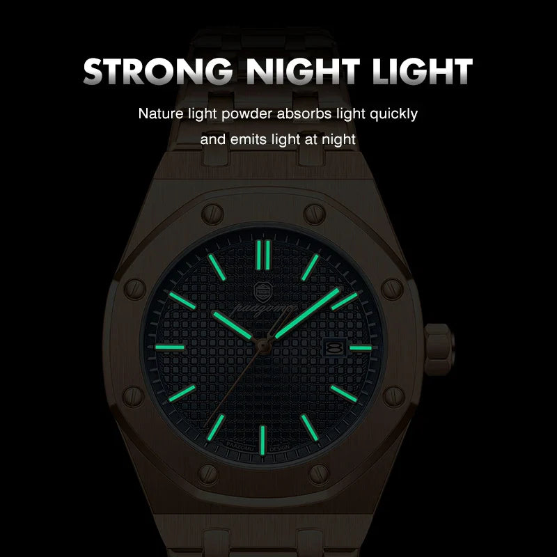 PAAZOMU High Quality Original Men Clock Waterproof Luminous Date Luxury Man Watch Stainless Steel Quartz Men's Watches Male+Box
