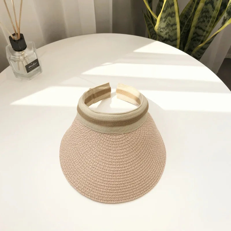 Women Straw Visor Hat Adjustable Sun Protection Beach Accessory - Image 6