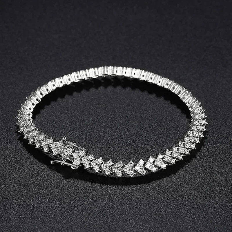 NeeTim Moissanite Tennis Bracelet 925 Sterling Silver Lab Diamond Bracelets with White Gold Plated  Fine Jewelry For Women