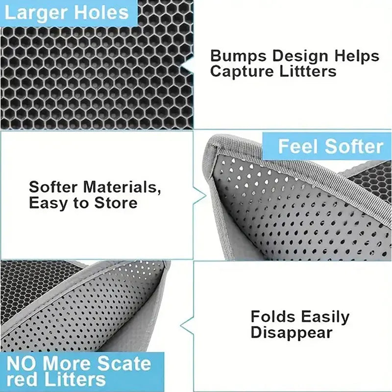 Cat Litter Mat – Double Layer Waterproof Trapping Mat, Non-Slip, Easy to Clean