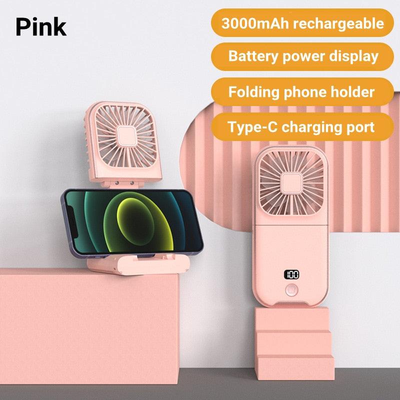 Mini Portable Handheld Neck Fan - 3000mAh USB Rechargeable Cooling