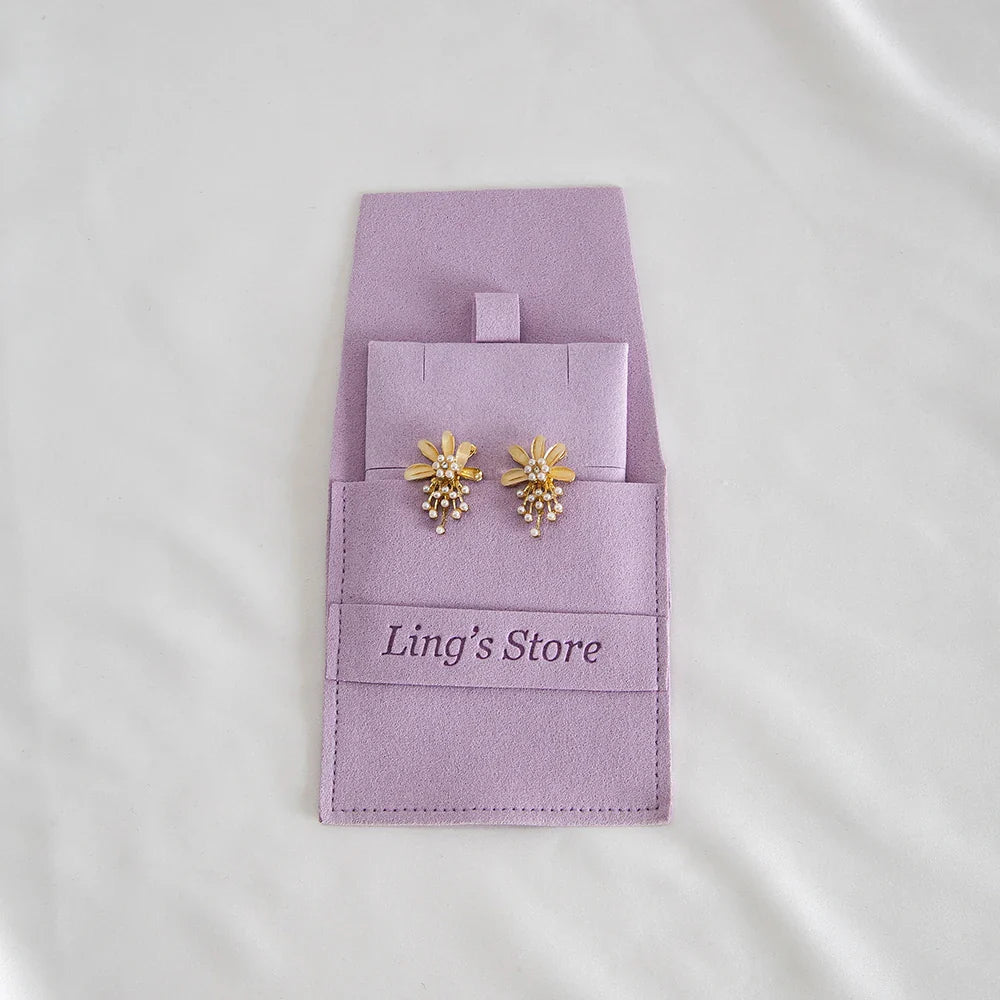 20/50/100pcs Personalized Logo Jewelry Microfiber Strip 8x8cm Bag Insert With 6x6cm Pad Card For Earrings Studs Necklace Pendant