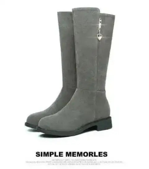 Women's Black Mid-Calf Winter Boots with Heart Zipper Detail - Image 27