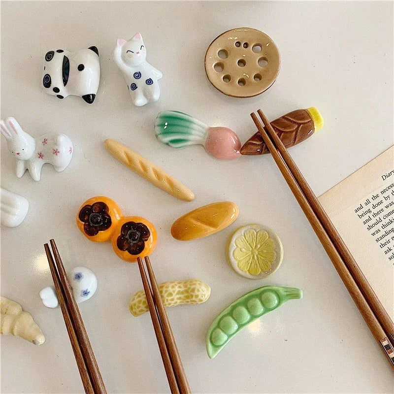 Ceramic Food Shaped Decorative Chopsticks Holder Set