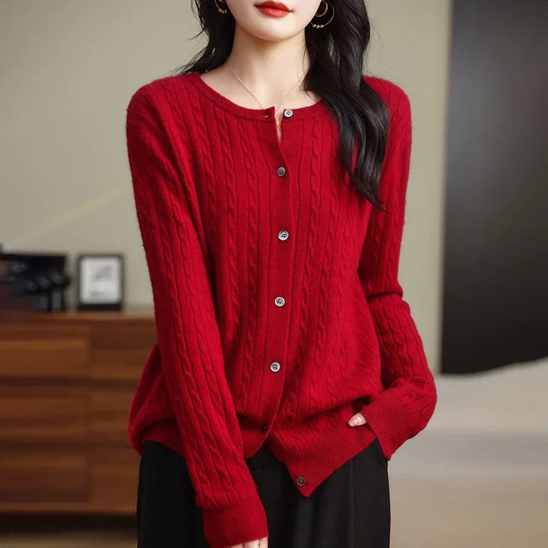 Women's Cable Knit Button Down Cardigan Sweater - Image 16