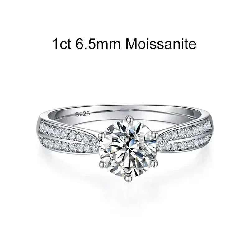 NeeTim 0.5ct 1ct Moissanite Engagement Ring Women Proposal Rings S925 Sterling Silver with White Gold Plated Wedding Band