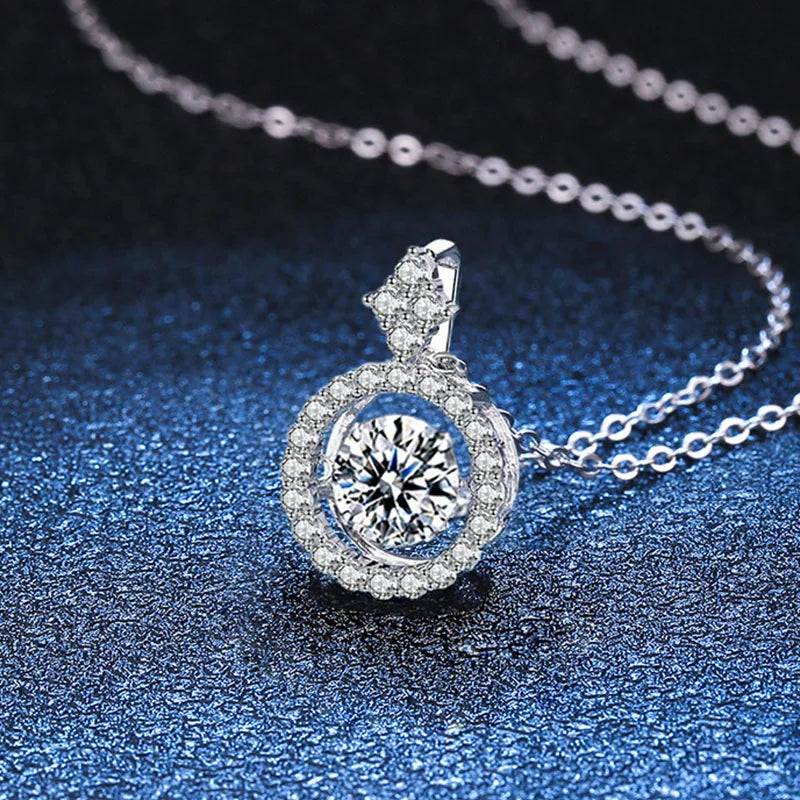 NeeTim 1CT Moissanite Pendant For Women Diamond Necklace S925 Sterling Silver White Gold Plated Jewelry Valentine's Day Gift