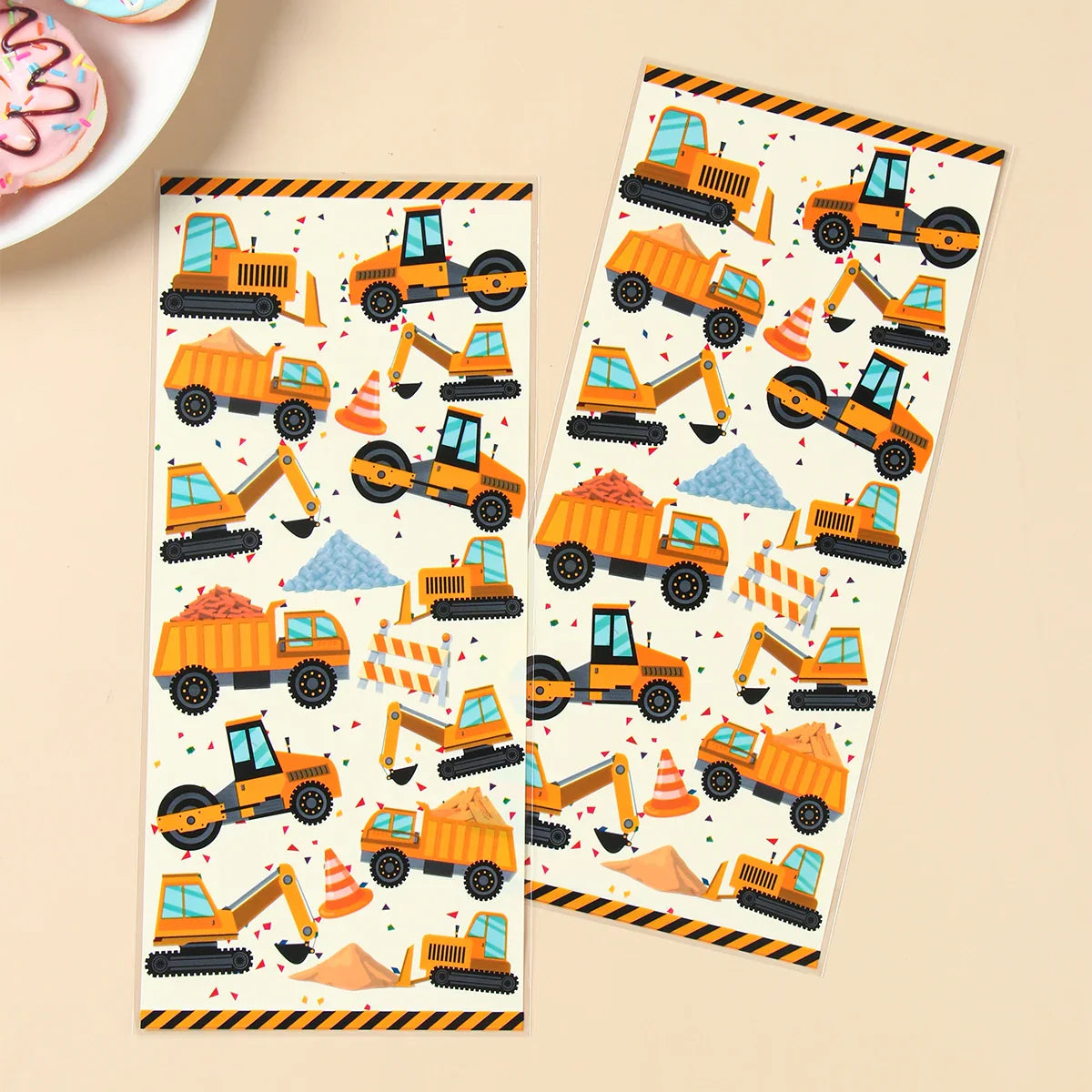 Construction Candy Bags Heat Sealable Treat Cookie Candy Goodie Bags Engineering Vehicle Birthday Party Supplies Baby Shower