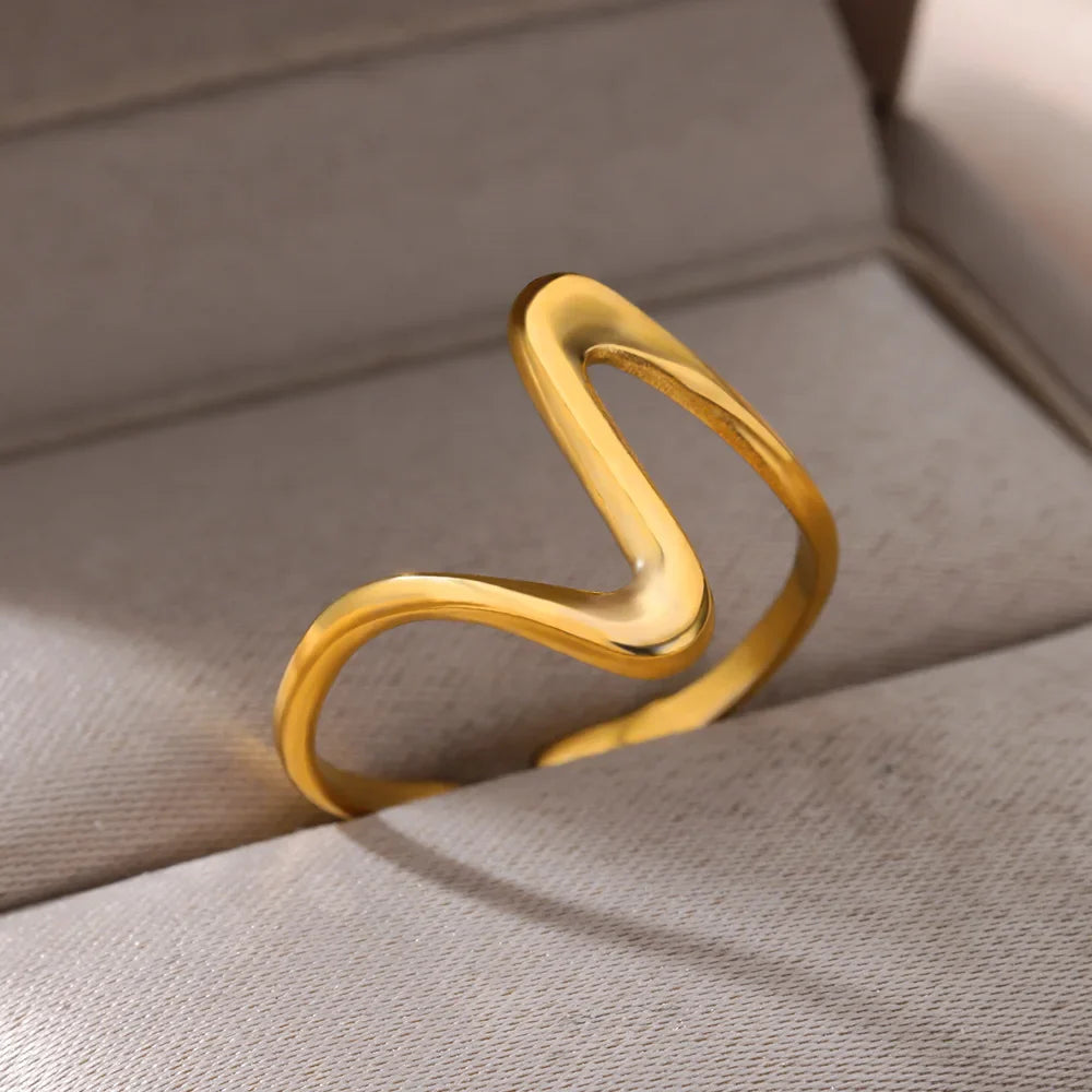 Stainless Steel Rings for Women Waterproof Open Gold Color Ring Wedding Couple Band Jewelry Gifts Free Shipping Items anillos