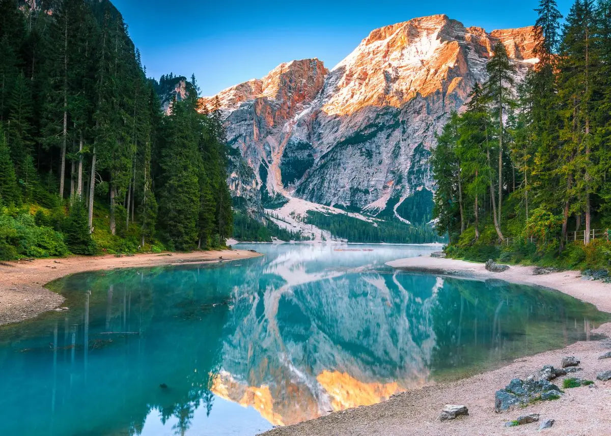 Nature Landscape Green Forest Mountain Lake Boat Poster Print Canvas Painting Wall Art Pictures Modern Living Room Home Decor