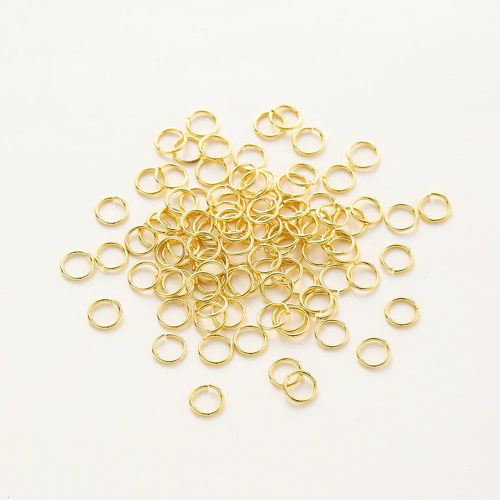50-200/lot 14K 18K Gold Necklace Open Single Jump Ring Lobster Clasp Connector Split Ring Fitting DIY Jewelry Making Accessories