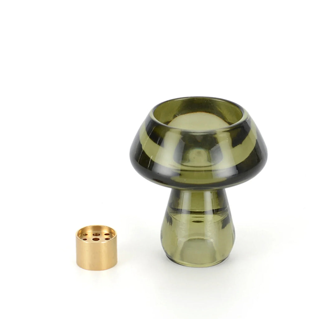 Glass Mushroom Incense Burner Brass Nine-Hole Incense Holder Incense Stick Holder for Meditation Yoga Spa Home Decor