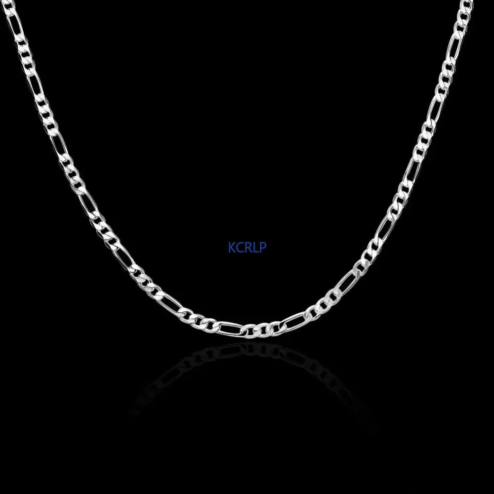 ALIZERO 40-75cm 925 Silver 4mm Figaro Chain Necklace for Women Men Long Necklace Hip Hop Jewelry Gift