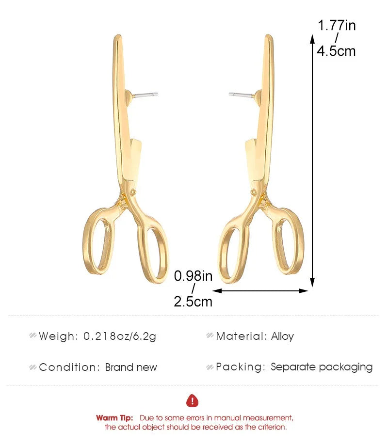 Fashion Creative New Retro Scissors Ear Studs for Women Personalized Women Hip Hop Rock Party Holiday Gift Perforated Earrings