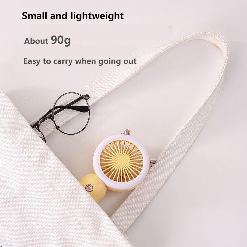 Portable Mini LED Desk Fan - Rechargeable USB Handheld Cooling Fan