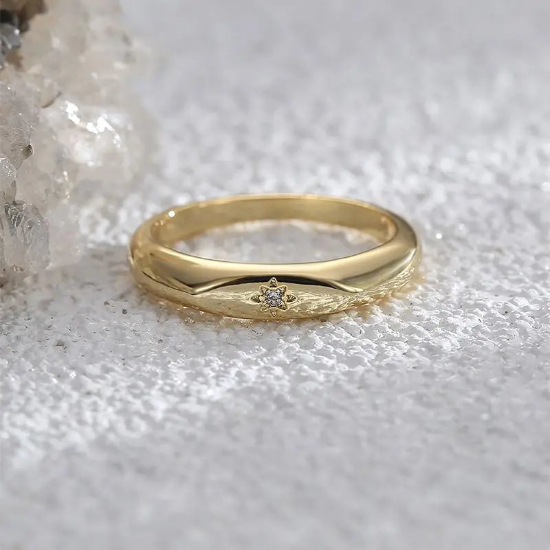 925 Sterling Silve Fashion Wedding North Star Ring For Women Cubiz Zircon Finger Rings Female Engagement Jewelry Accessories
