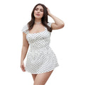 White Polka Dot Square Neck Mini Dress Flutter Sleeve - Image 5