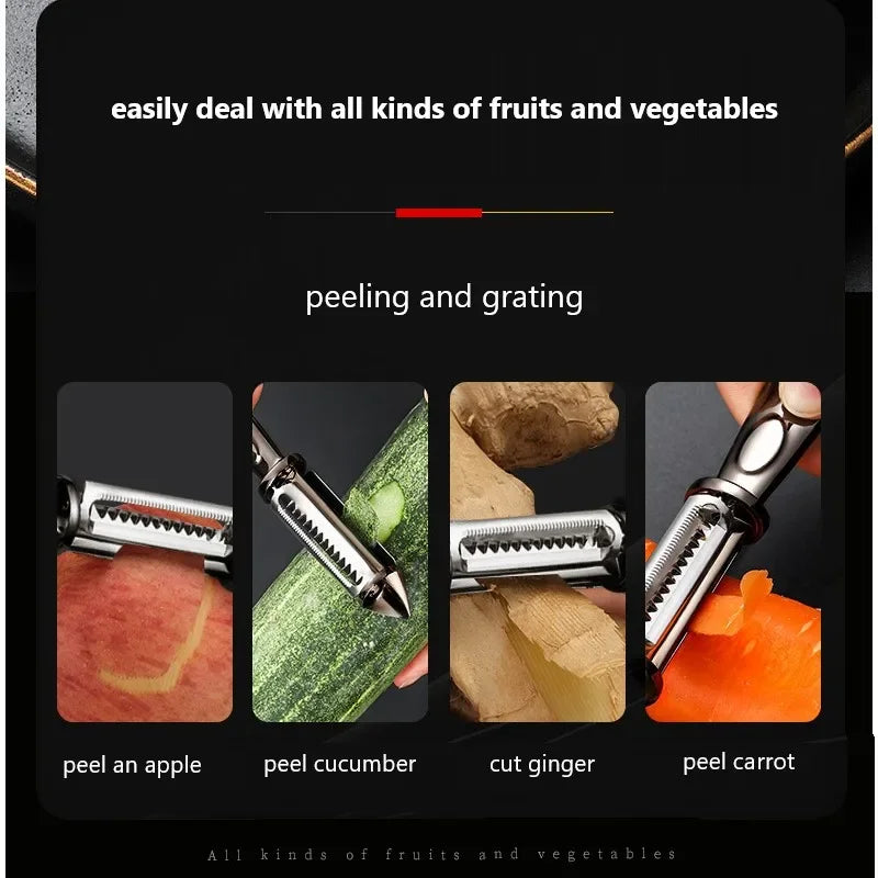 3 In 1 Fruit And Vegetable Peeler Kitchen Gadget Potato Carrot Slicer Alloy Sharp Grater Multifunctional  Kitchen Accessories