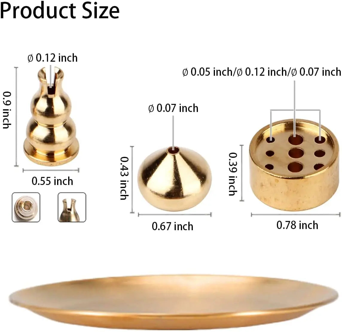 4 in 1 Metal Incense Burner for Yoga Brass Incense Holder Palo Santo Holder Sage Holder Incense Tray Ash Catcher Home Decor