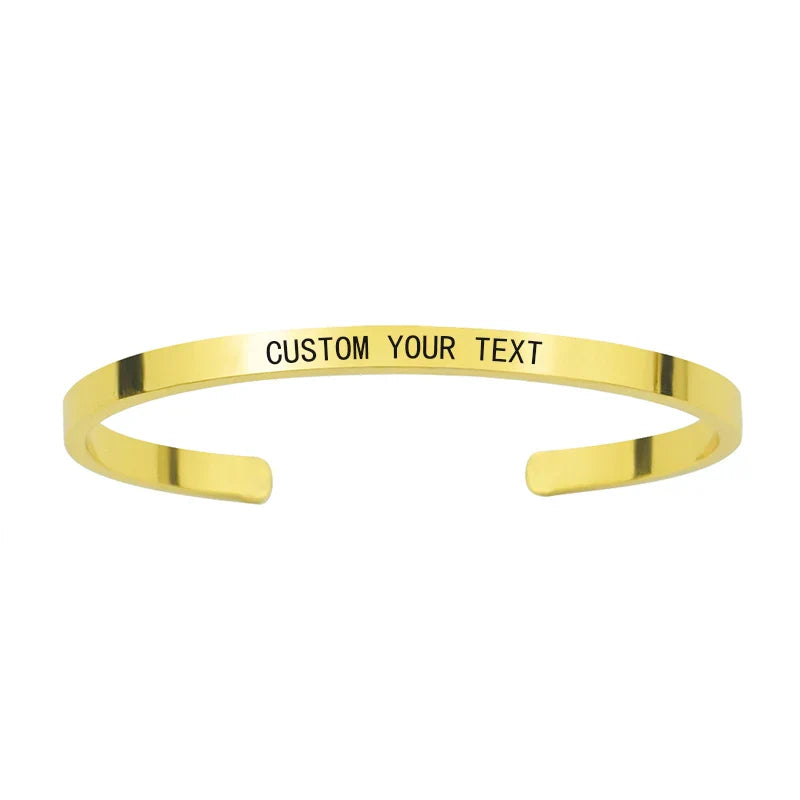 1PC Personalized Engraved Name Stainless Steel Bracelet Custom Words Letters Bracelet Cuff Bangle for Women Men