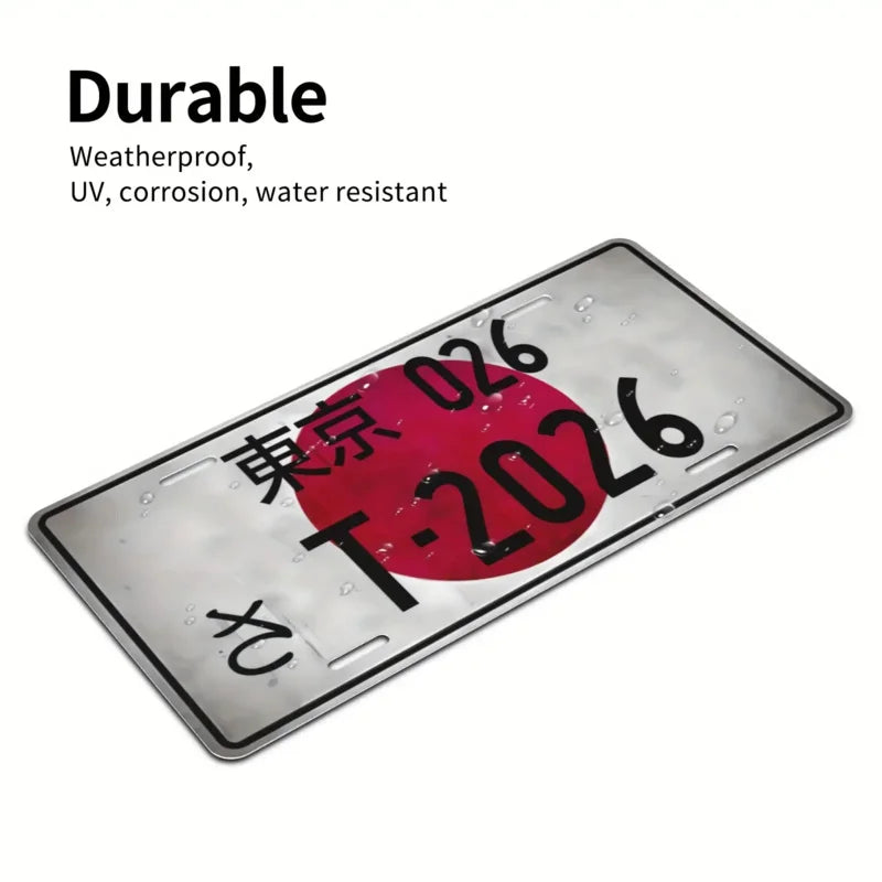 2D Flat, Japanese-Style Aluminum License Plate - 6x12 inches, Fun Wall Decor Metal Plate