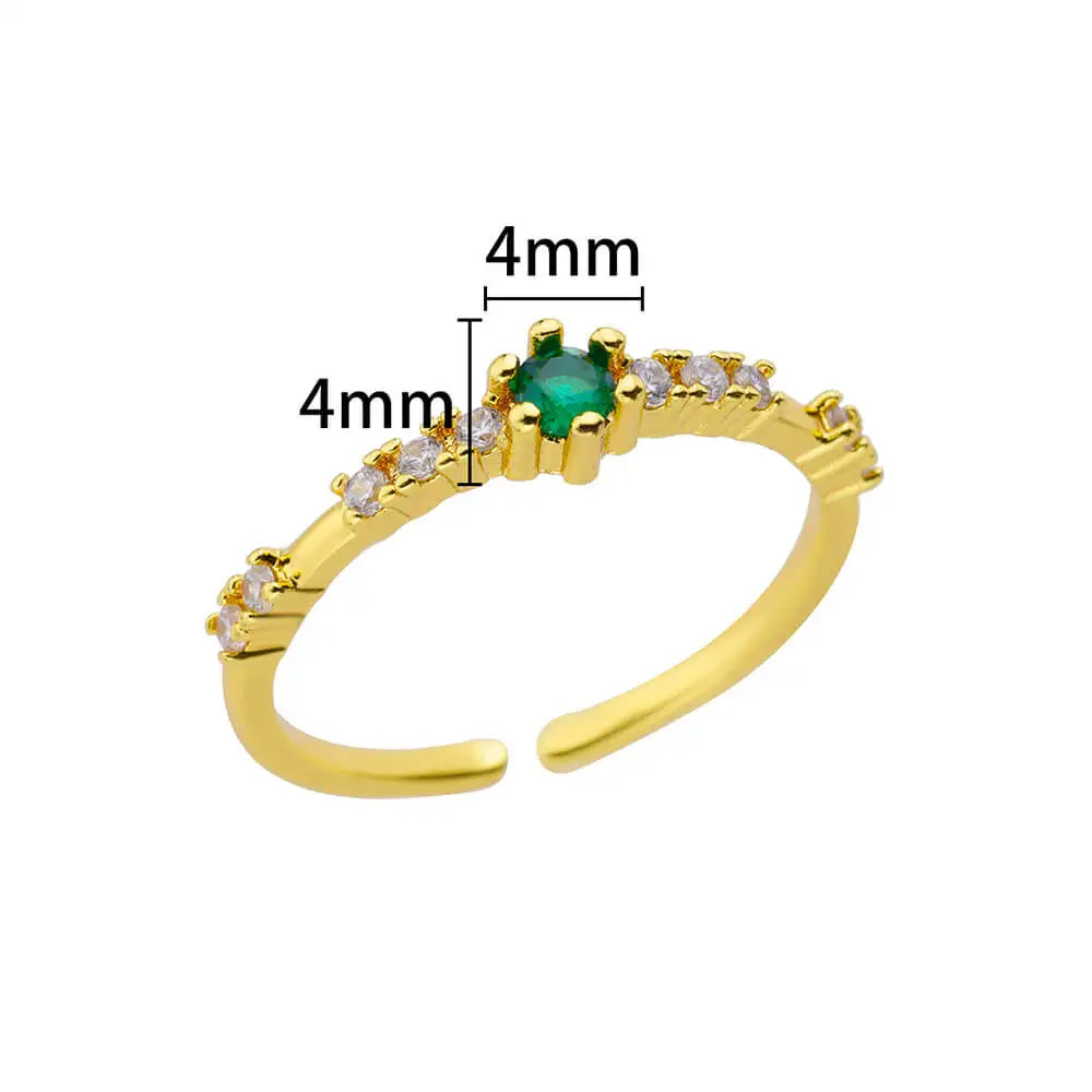 Tiny Green Zircon Round Rings For Women Geometric Stainless Steel Ring Luxury Wedding Christmas Jewelry Gift Free Shipping