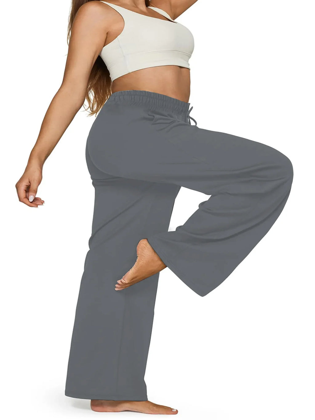 Wide Leg Lounge Trousers with Drawstring Waist and Pockets - Image 23