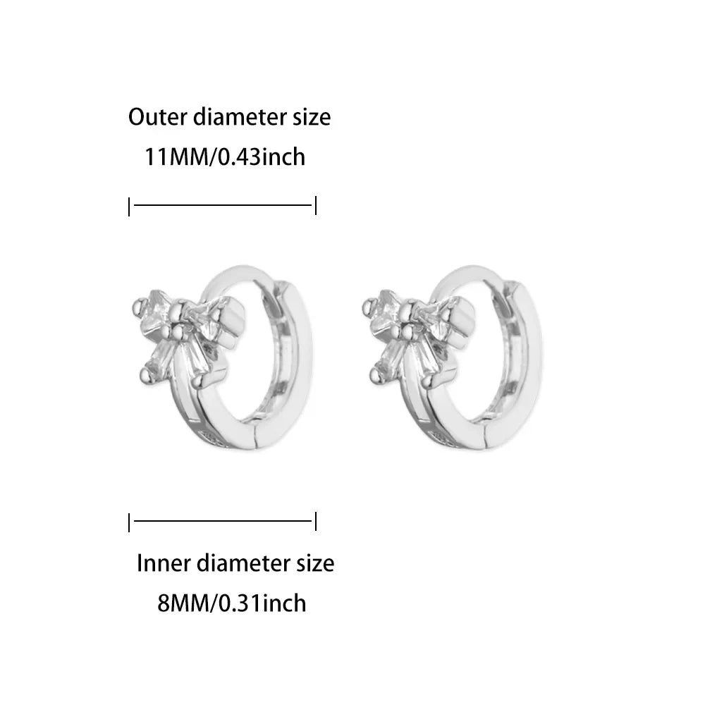 Elegant Zircon Bow Earrings For Women Stainless Steel Gold Color Bowknot Earrings Luxury Wedding Waterproof Jewelry Gift