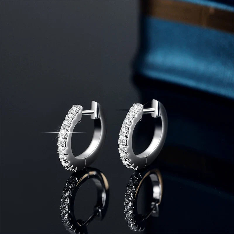 NeeTim Full Moisanite Earrings D Color Moisanite Lab Diamond 925 Sterling Silver Hoops Earrings Sparking Wedding Fine Jewelry