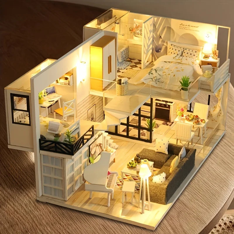 DIY Miniature Wooden Dollhouse Kit 3D Assembly Model Home Decor - Image 2