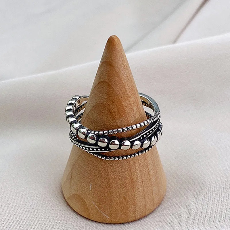 925 Sterling Silver Overlapping Ball Rings For Girls Fashion Wedding Jewelry For Women Accessories