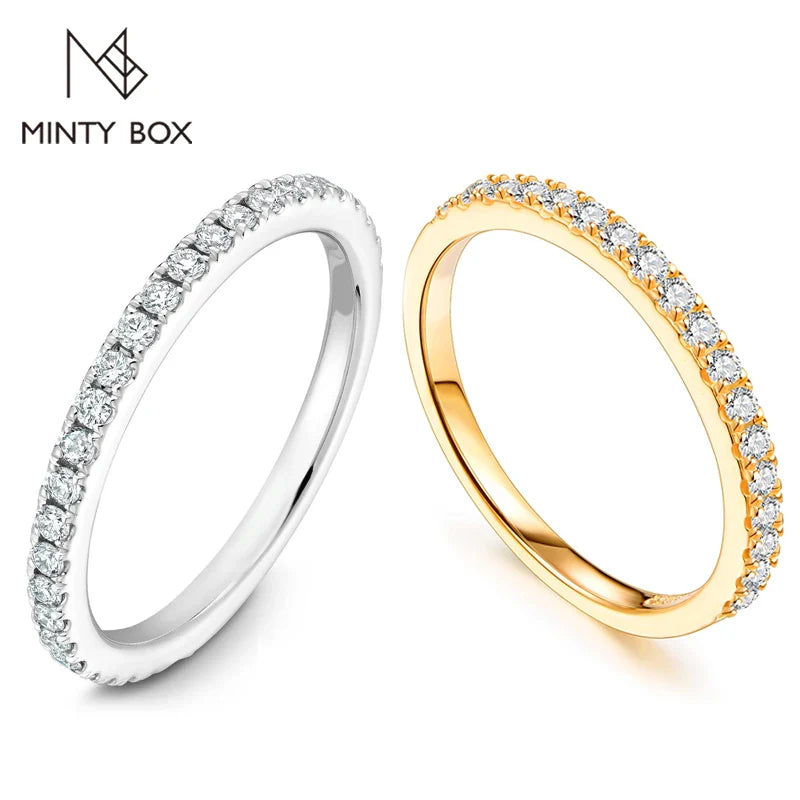 MINTYBOX Moissanite Wedding Band Ring S925 Sterling Sliver Brilliant 1.5mm Diamond Rings for Women All Pass Test Fine Jewelry
