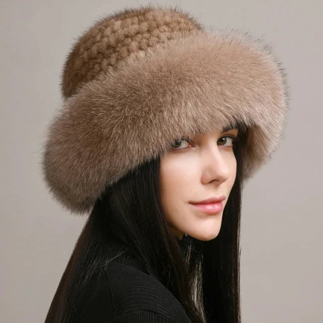Women’s Luxury Faux Fur Knit Beanie Soft Winter Hat