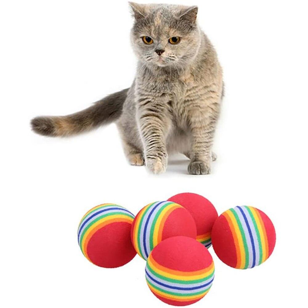 Interactive Rainbow Cat Toy Ball – Playful Kitten Teaser Toy