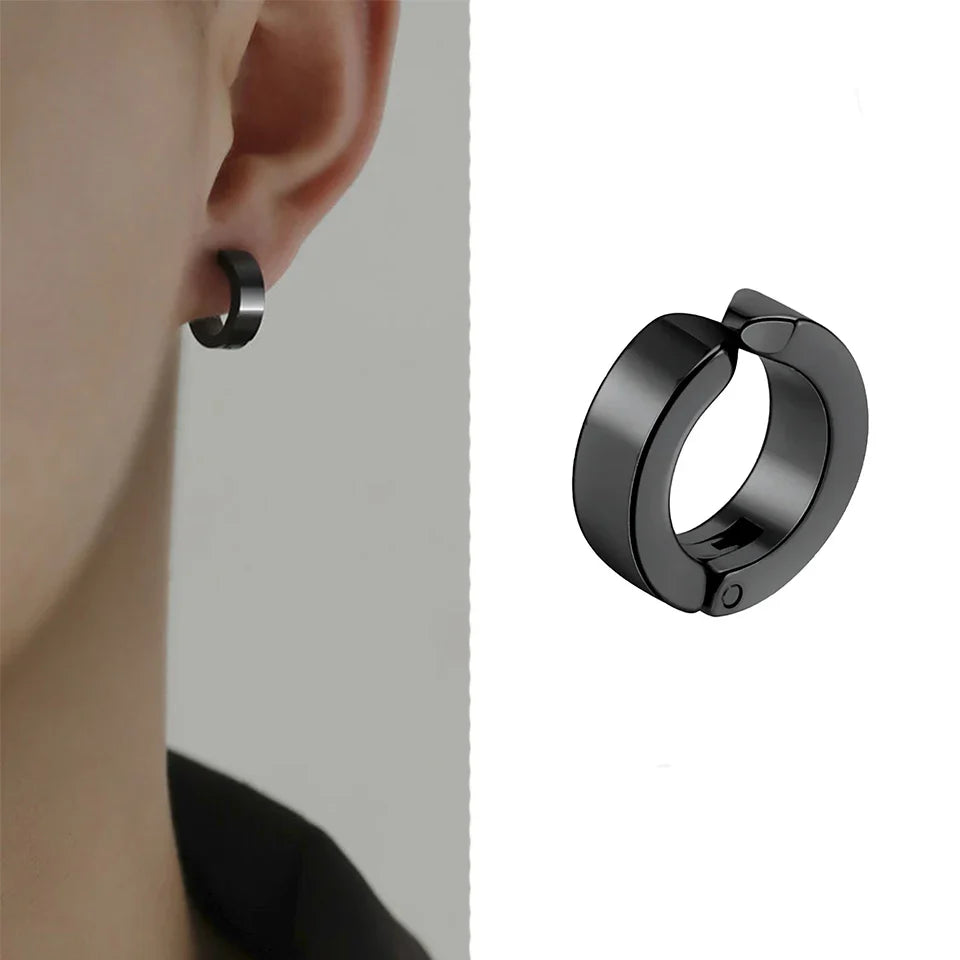 ZAKOL 2pcs/set Fashion Ear Clip Non Piercing Earrings Fake Earrings for Men Circle Round Earring Punk Rock Style Jewelry Gift
