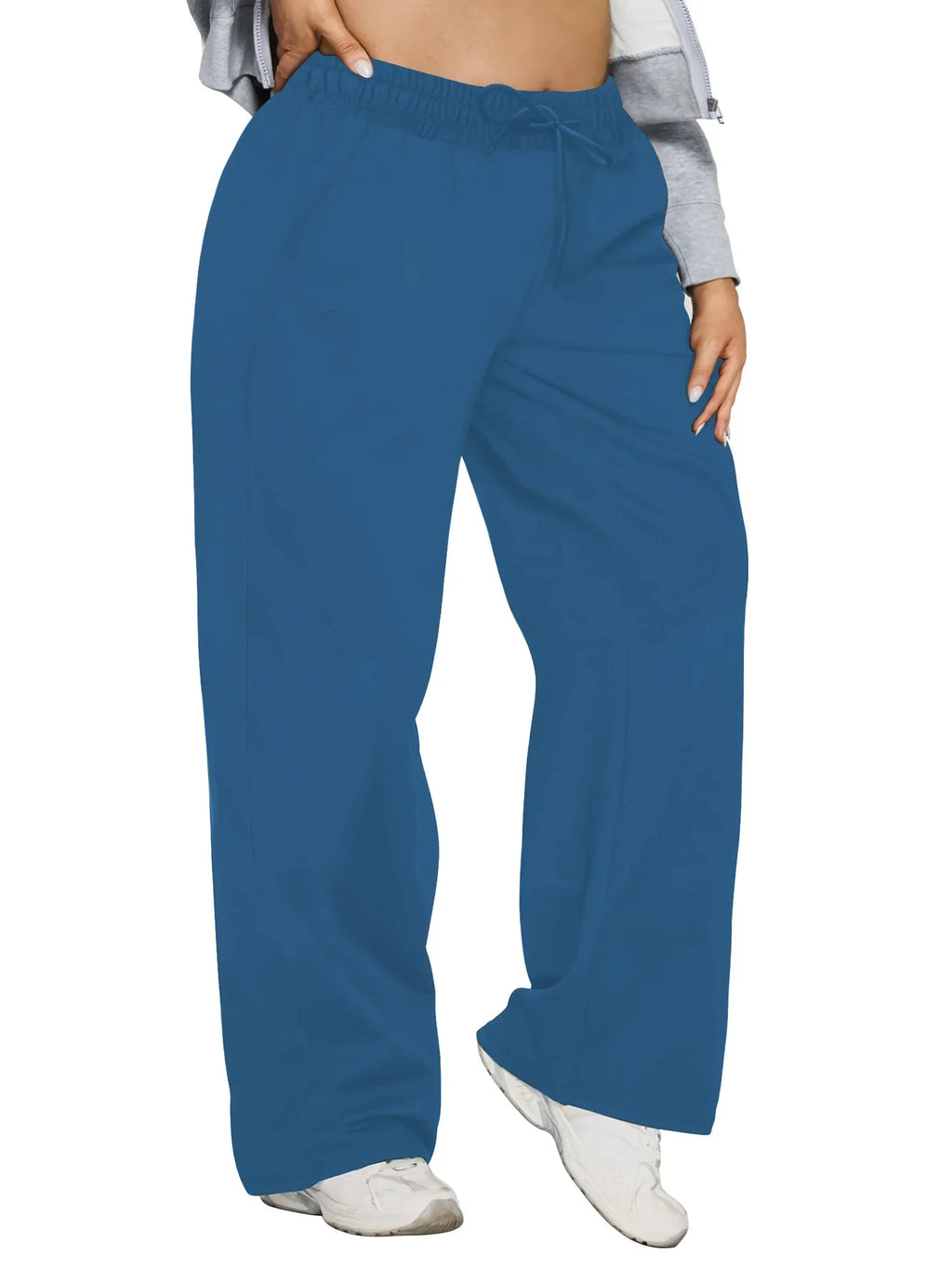 Wide Leg Lounge Trousers with Drawstring Waist and Pockets - Image 19