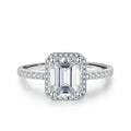 NeeTim 1ct 2ct Moissanite Ring for Women Emerald Radiant Cut Lab Diamond Rings Sterling Silver 925 with Gold Plated Wedding Band