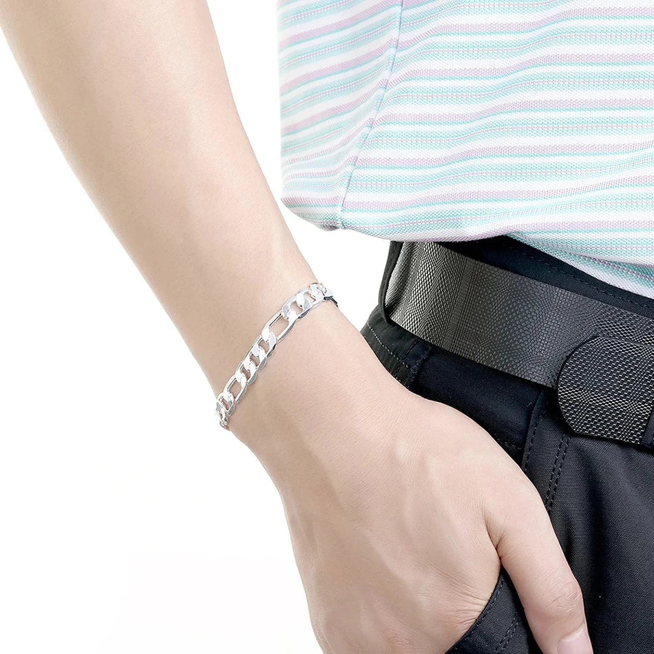 ALIZERO 925 Sterling Silver Bracelet 4/6/8/10/12mm Chain Bracelets For Men Women Fashion Party Fine Jewelry Wholesale